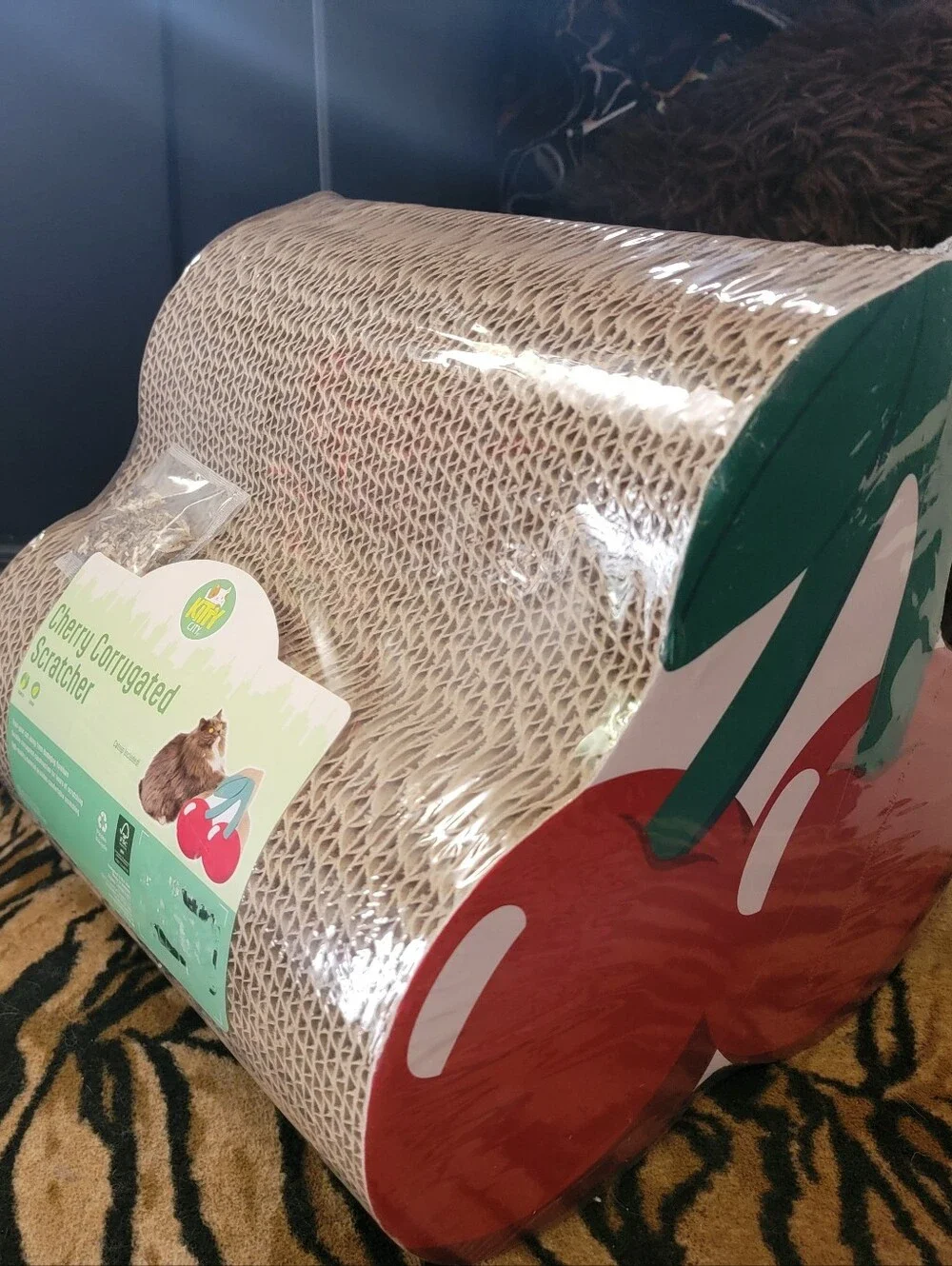 Cherry-Shaped Cat Toy Cardboard Scratcher W Catnip  - New!  Aprox sz 11×11×11